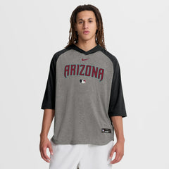 Arizona Diamondbacks Nike Authentic Collection Flux Dri-FIT Raglan 3/4-Sleeve Hooded T-Shirt - Gray T-shirts
