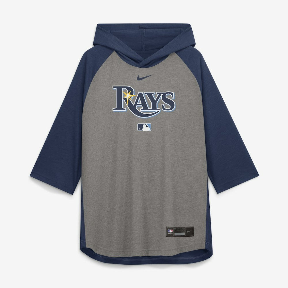 Tampa Bay Rays Nike Authentic Collection Flux Dri-FIT Raglan 3/4-Sleeve Hooded T-Shirt - Gray T-shirts