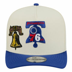Philadelphia 76ers Illustrated Mascot 2-Toned Pre-Curved A-Frame 9FIFTY Adjustable Hat Cream - New Era