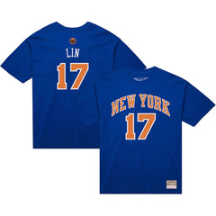 Jeremy Lin New York Knicks Name & Number T-Shirt Blue - Mitchell & Ness