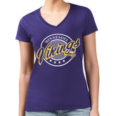 Minnesota Vikings G-III 4Her by Carl Banks Women's Super-Slim Fit Lightweight Pinstripe Circle V-Neck T-Shirt - Purple T-shirts