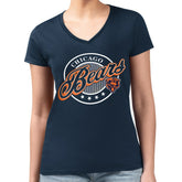 Chicago Bears G-III 4Her by Carl Banks Women's Super-Slim Fit Lightweight Pinstripe Circle V-Neck T-Shirt - Navy T-shirts