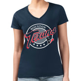 Houston Texans G-III 4Her by Carl Banks Women's Super-Slim Fit Lightweight Pinstripe Circle V-Neck T-Shirt - Navy T-shirts
