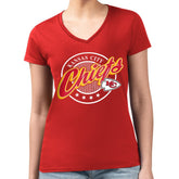 Kansas City Chiefs G-III 4Her by Carl Banks Women's Super-Slim Fit Lightweight Pinstripe Circle V-Neck T-Shirt - Red T-shirts