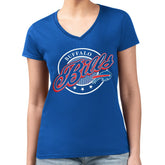 Buffalo Bills G-III 4Her by Carl Banks Women's Super-Slim Fit Lightweight Pinstripe Circle V-Neck T-Shirt - Royal T-shirts