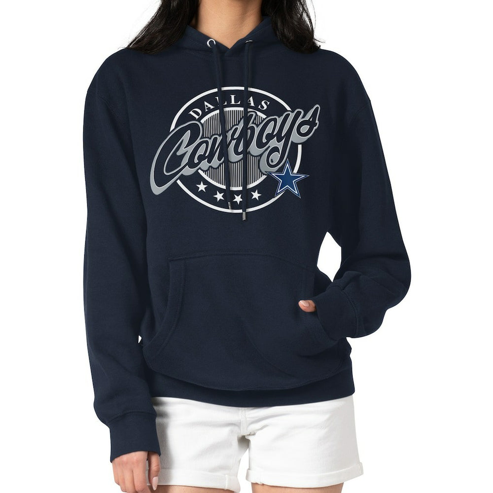 Dallas Cowboys G-III 4Her by Carl Banks Women's Pinstripe Circle Fleece Pullover Hoodie - Navy Hoodies