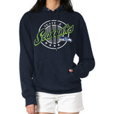 Seattle Seahawks G-III 4Her by Carl Banks Women's Pinstripe Circle Fleece Pullover Hoodie - College Navy Hoodies