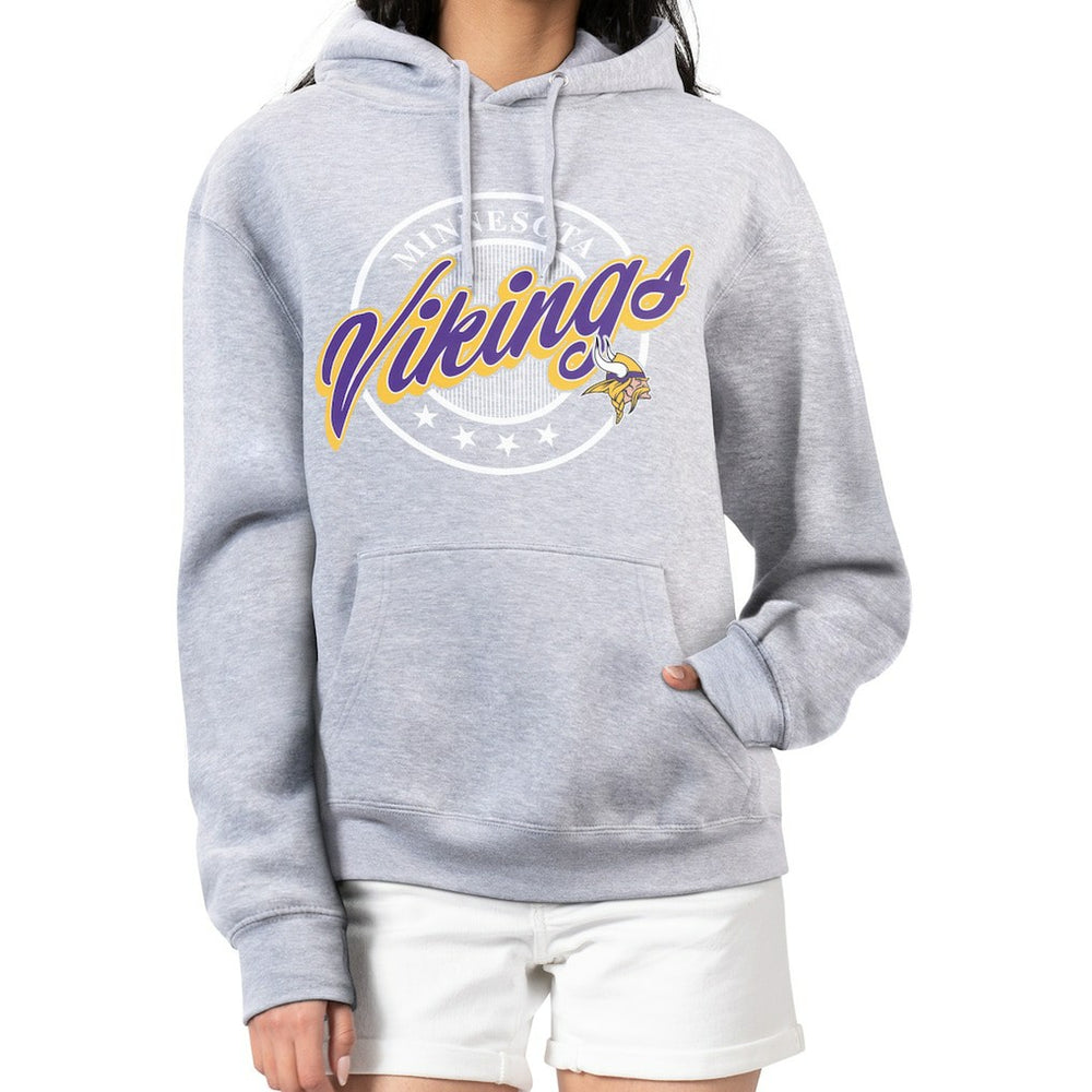 Minnesota Vikings G-III 4Her by Carl Banks Women's Pinstripe Circle Fleece Pullover Hoodie - Gray Hoodies