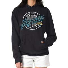 Jacksonville Jaguars G-III 4Her by Carl Banks Women's Pinstripe Circle Fleece Pullover Hoodie - Black Hoodies
