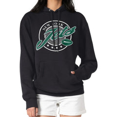 New York Jets G-III 4Her by Carl Banks Women's Pinstripe Circle Fleece Pullover Hoodie - Black Hoodies