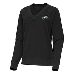 Philadelphia Eagles Antigua Women's Varsity Tri-Blend V-Neck Long Sleeve T-Shirt - Heather Black T-shirts