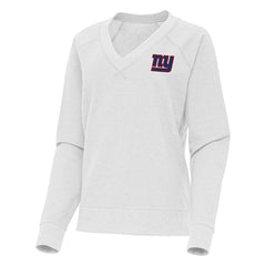 New York Giants Antigua Women's Varsity Tri-Blend V-Neck Long Sleeve T-Shirt - Heather Gray T-shirts
