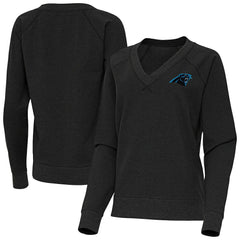 Carolina Panthers Antigua Women's Varsity Tri-Blend V-Neck Long Sleeve T-Shirt - Heather Black T-shirts