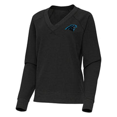 Carolina Panthers Antigua Women's Varsity Tri-Blend V-Neck Long Sleeve T-Shirt - Heather Black T-shirts