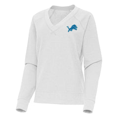 Detroit Lions Antigua Women's Varsity Tri-Blend V-Neck Long Sleeve T-Shirt - Heather Gray T-shirts