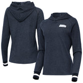 Seattle Seahawks Antigua Women's Trek Raglan Pullover Hoodie - Heather College Navy Hoodies