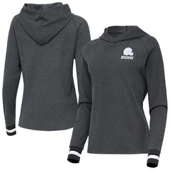 Cleveland Browns Antigua Women's Trek Raglan Pullover Hoodie - Heather Charcoal Hoodies