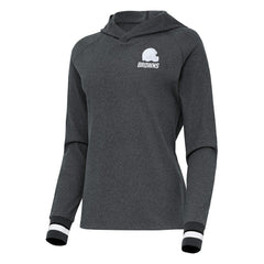 Cleveland Browns Antigua Women's Trek Raglan Pullover Hoodie - Heather Charcoal Hoodies