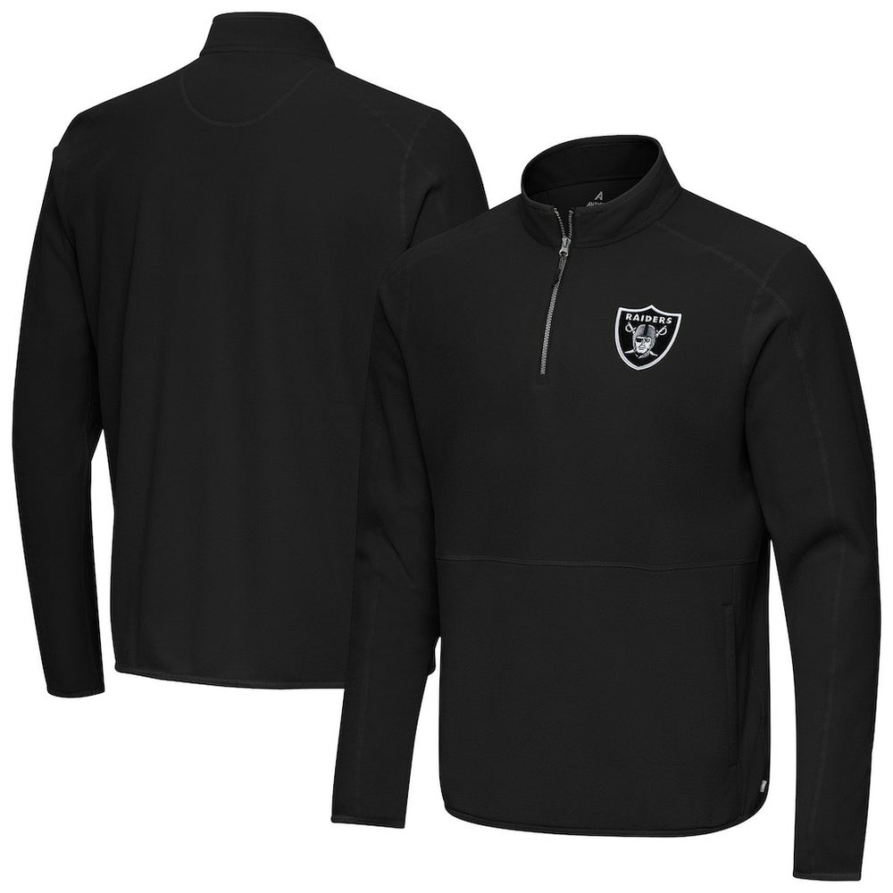Las Vegas Raiders Antigua Step Up Quarter-Zip Pullover - Black Pullover