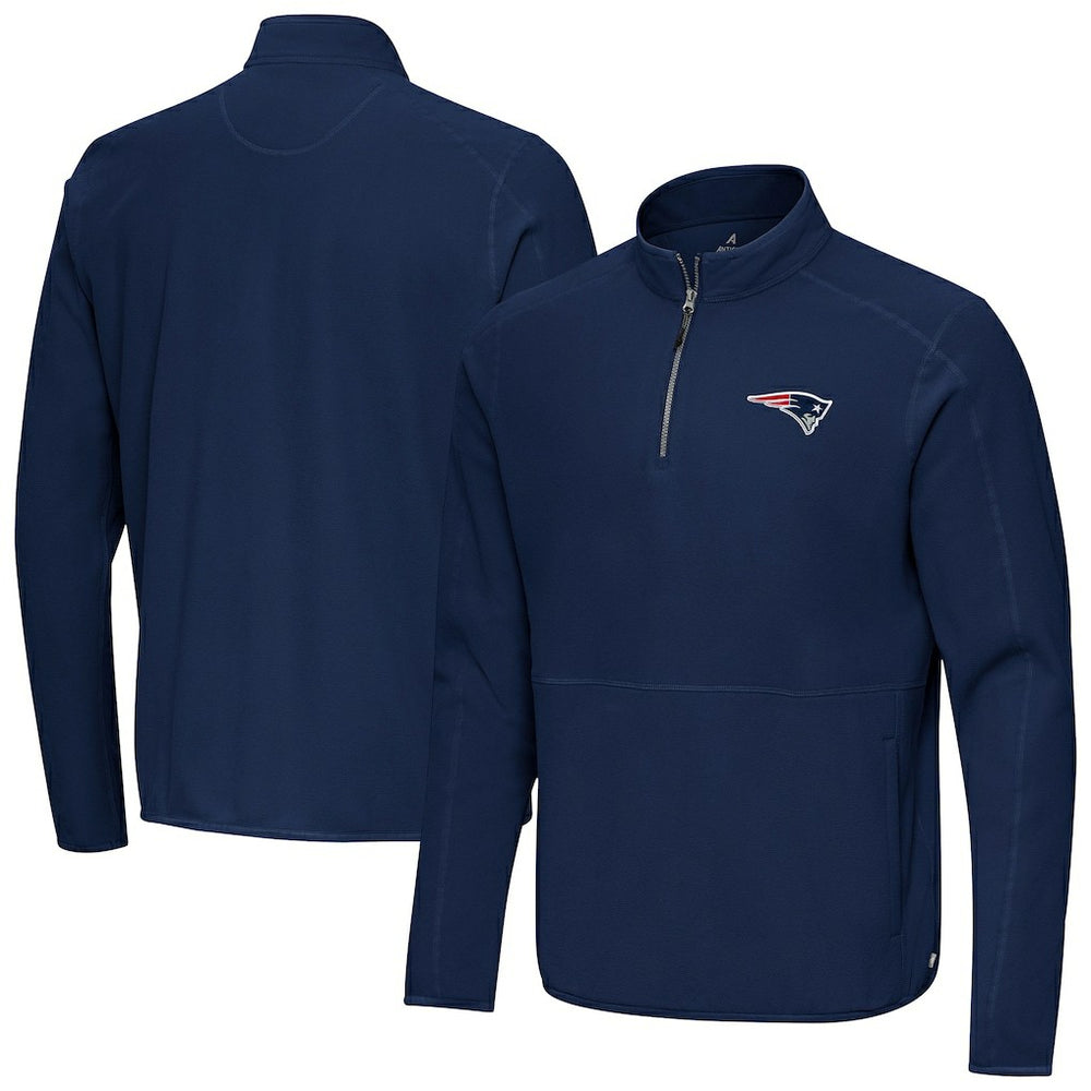 New England Patriots Antigua Step Up Quarter-Zip Pullover - Navy Pullover