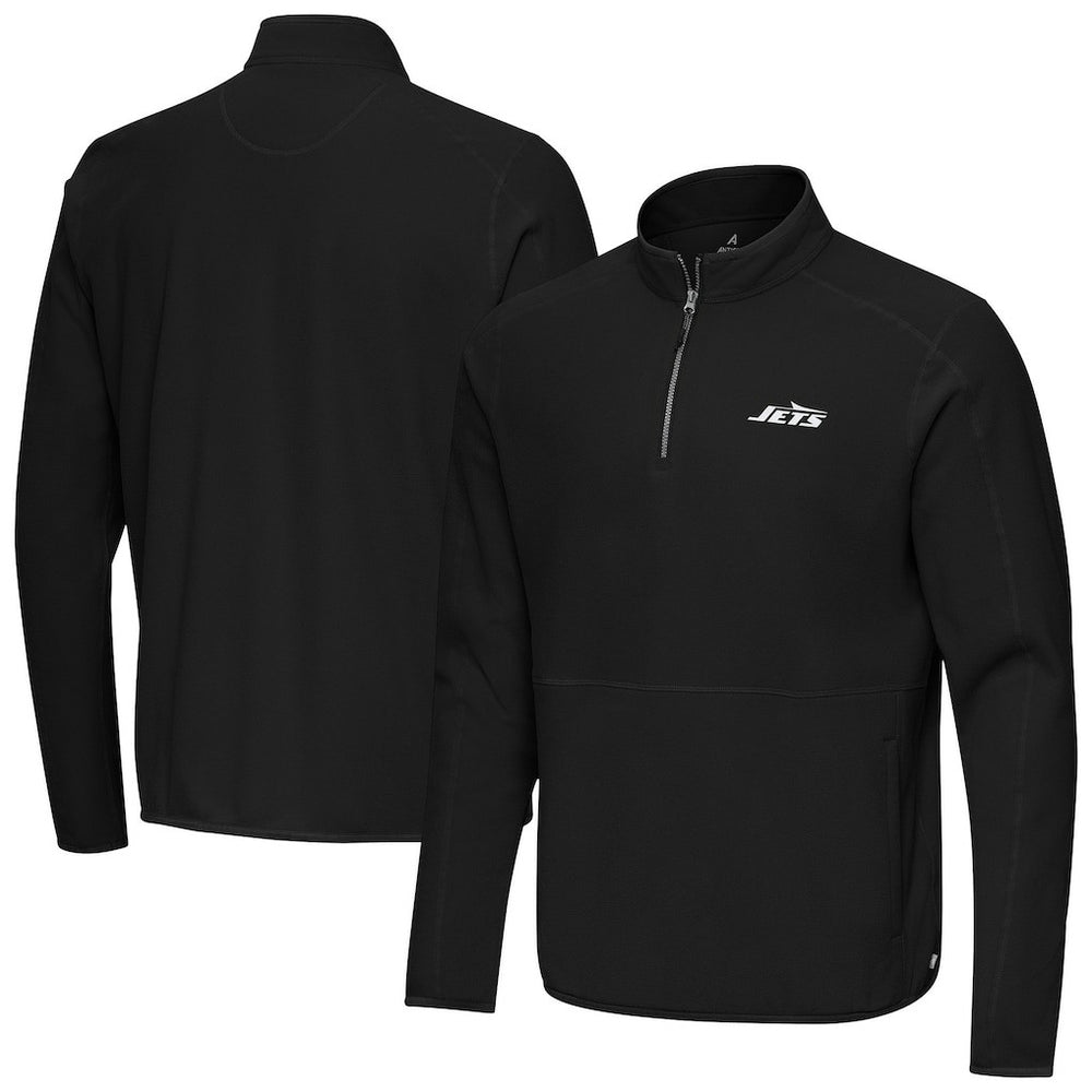 New York Jets Antigua Step Up Quarter-Zip Pullover - Black Pullover