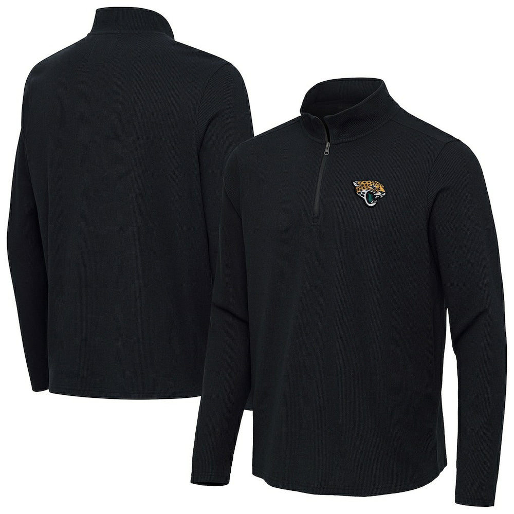 Jacksonville Jaguars Antigua Sync Tri-Blend Quarter-Zip Pullover - Heather Black Pullover
