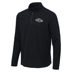 Baltimore Ravens Antigua Sync Tri-Blend Quarter-Zip Pullover - Heather Black Pullover