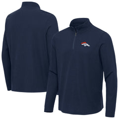 Denver Broncos Antigua Sync Tri-Blend Quarter-Zip Pullover - Heather Navy Pullover