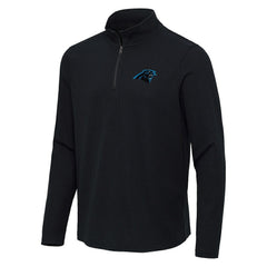 Carolina Panthers Antigua Sync Tri-Blend Quarter-Zip Pullover - Heather Black Pullover