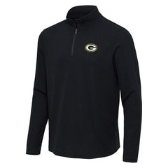 Green Bay Packers Antigua Sync Tri-Blend Quarter-Zip Pullover - Heather Black Pullover