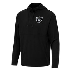 Las Vegas Raiders Antigua Connected Quarter-Zip Pullover Hoodie - Black Hoodies
