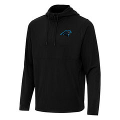 Carolina Panthers Antigua Connected Quarter-Zip Pullover Hoodie - Black Hoodies