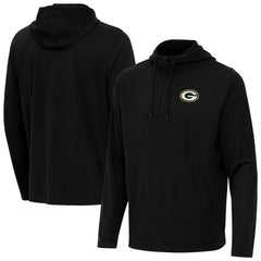 Green Bay Packers Antigua Connected Quarter-Zip Pullover Hoodie - Black Hoodies