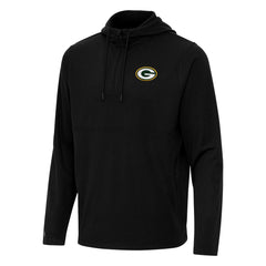 Green Bay Packers Antigua Connected Quarter-Zip Pullover Hoodie - Black Hoodies