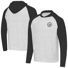 Pittsburgh Steelers Antigua Urgent Pullover Hoodie - Black/Heather Gray Hoodies