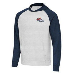 Denver Broncos Antigua Urgent Pullover Hoodie - Heather Navy/Gray Hoodies