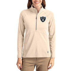 Las Vegas Raiders Cutter & Buck Women's Adapt Eco Knit Stretch Recycled Raglan Half-Zip Pullover - Tan Pullover