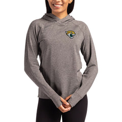 Jacksonville Jaguars Cutter & Buck Women's Primary Logo Adapt Knit Recycled Raglan Pullover Hoodie - Heather Charcoal Hoodies