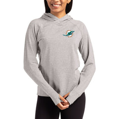 Miami Dolphins Cutter & Buck Women's Primary Logo Adapt Knit Recycled Raglan Pullover Hoodie - Heather Gray Hoodies