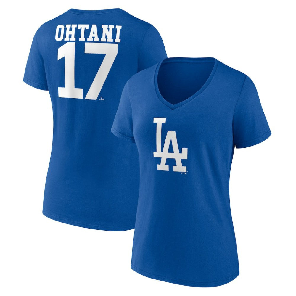 Shohei Ohtani Los Angeles Dodgers Women's Player Name & Number V-Neck T-Shirt - Royal T-shirts