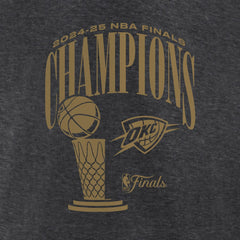Oklahoma City Thunder Women's 2025 NBA Finals Champions Double Dribble V-Neck T-Shirt Heather Charcoal - Fanatics
