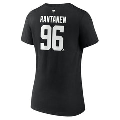 Mikko Rantanen Dallas Stars Fanatics Women's Authentic Stack Name & Number V-Neck T-Shirt - Black | US 203171125