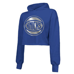 New York Knicks Majestic Threads Women's Tri-Blend Cropped Pullover Hoodie Royal outlet
