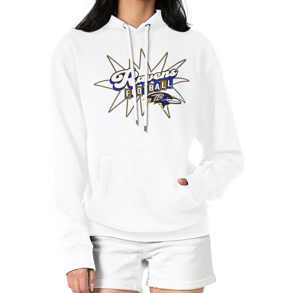 Baltimore Ravens Starter Women's Drive-In Sign Pullover Hoodie - White Hoodies