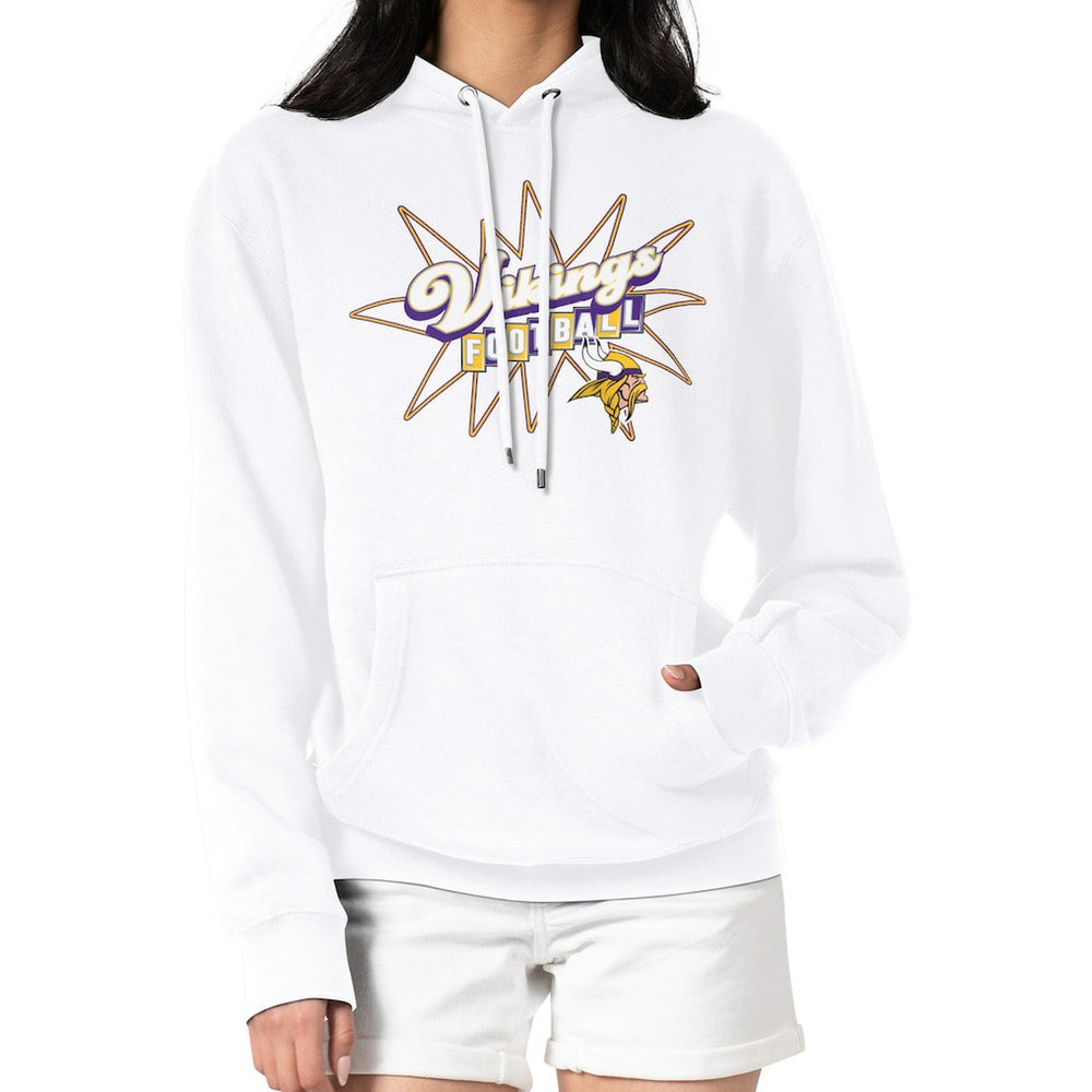 Minnesota Vikings Starter Women's Drive-In Sign Pullover Hoodie - White Hoodies