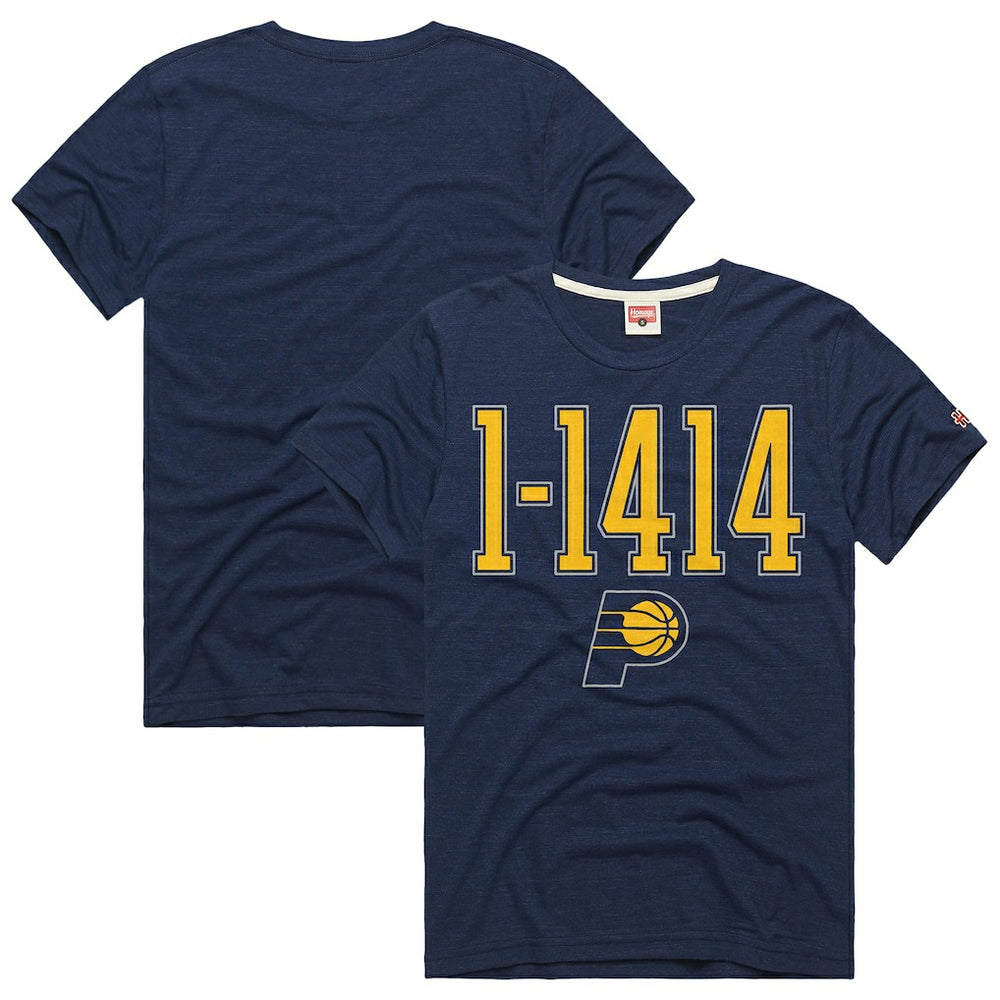 Indiana Pacers Homage Unisex The "1-1414" Comeback Record Tri-Blend T-Shirt Navy outlet