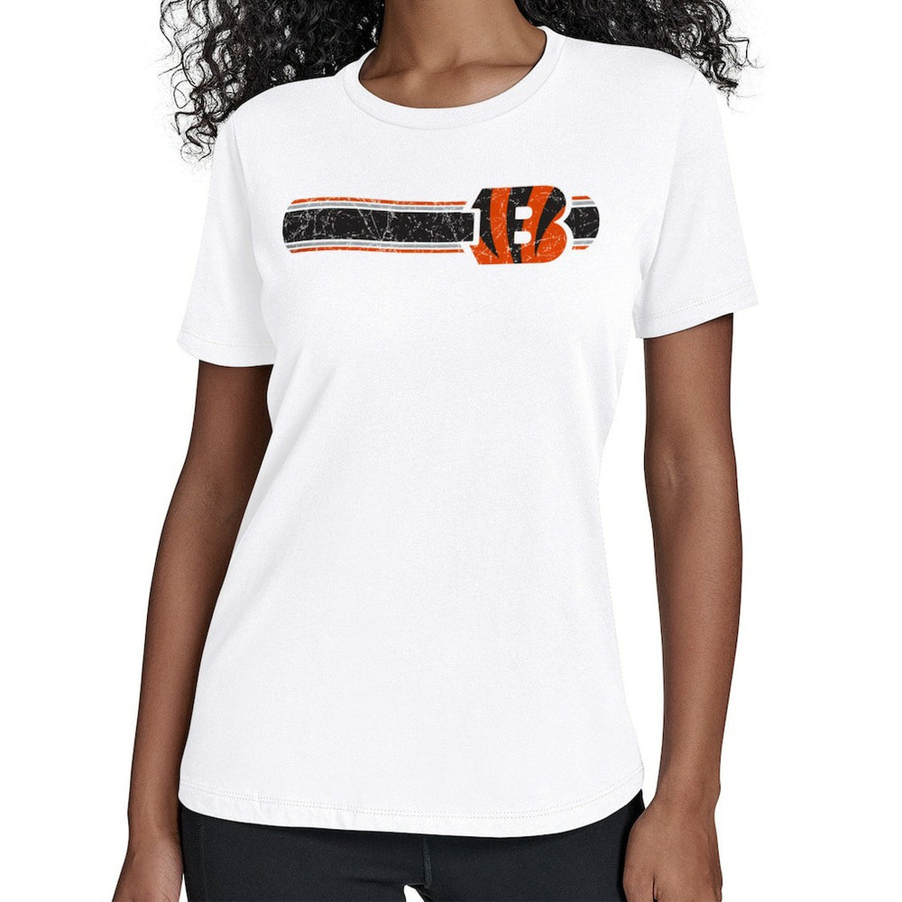 Cincinnati Bengals Starter Women's Team Stripe T-Shirt - White T-shirts