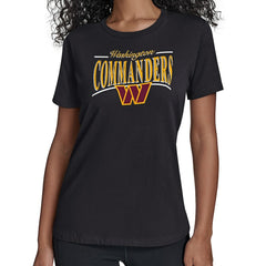 Washington Commanders Starter Women's Arch Stripe T-Shirt - Black T-shirts