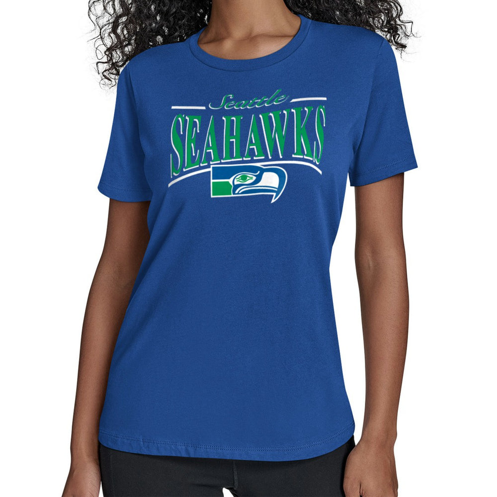 Seattle Seahawks Starter Women's Throwback Arch Stripe T-Shirt - Royal T-shirts