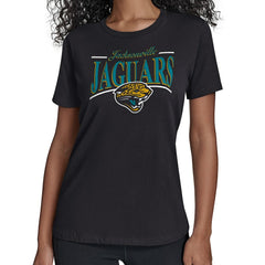 Jacksonville Jaguars Starter Women's Throwback Arch Stripe T-Shirt - Black T-shirts